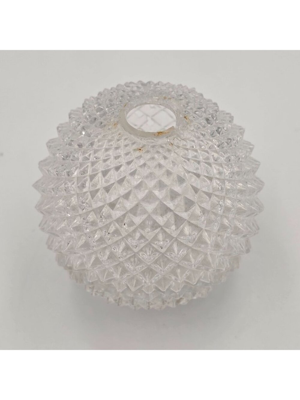 Antique Diamond-Cut Clear Glass Globe Lamp Shade Replacement AS IS 3" Diameter